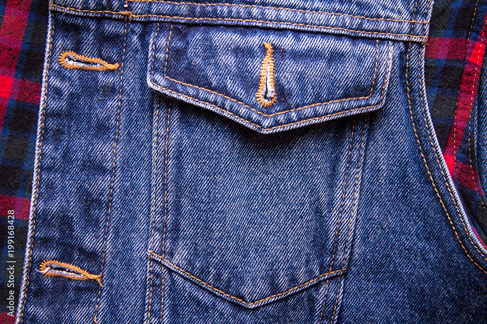 Fototapeta premium Blue jeans with pocket for creating texture