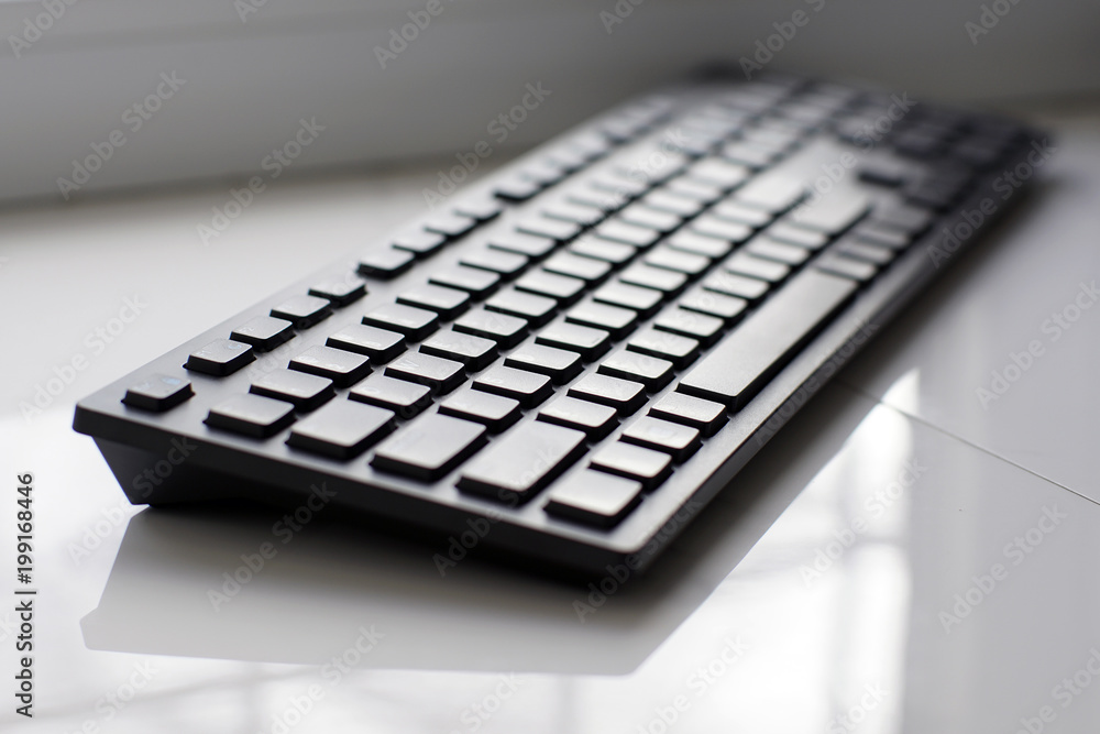 black keyboard of a computer closeup