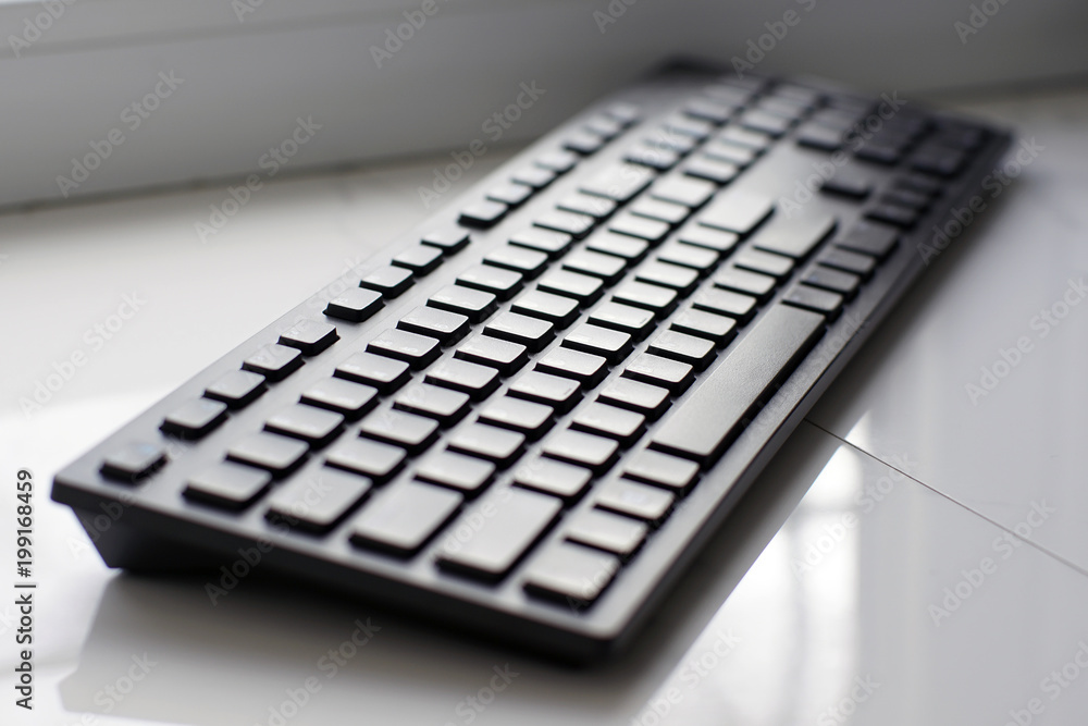 black keyboard of a computer closeup