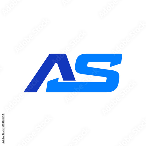 letter AS logo template. combination of letters A and S logo template in blue color