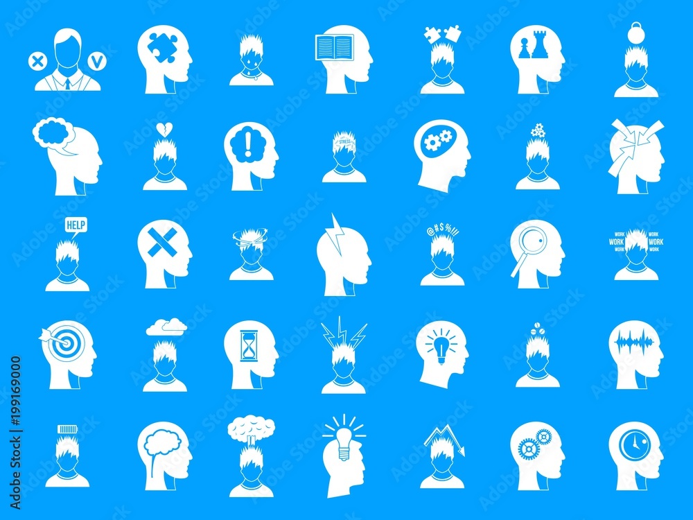 Human idea icon blue set vector Human idea icon blue set vector