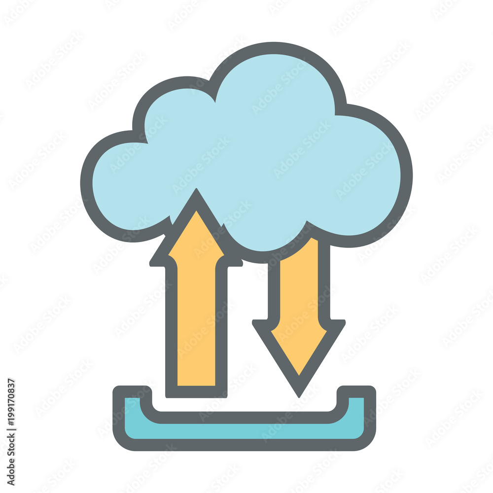 Cloud upload download flat icon sign logo Cloud upload download flat icon sign logo