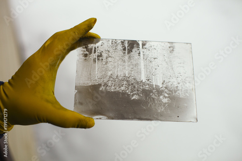 Glass plate, with negative image, ambrotype. photo