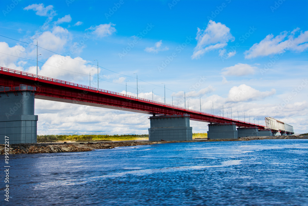 The bridge over the river Nadym. Yamal.