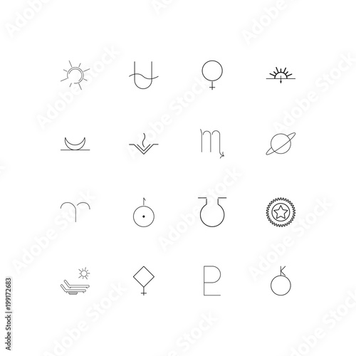 Astrology simple linear icons set. Outlined vector icons