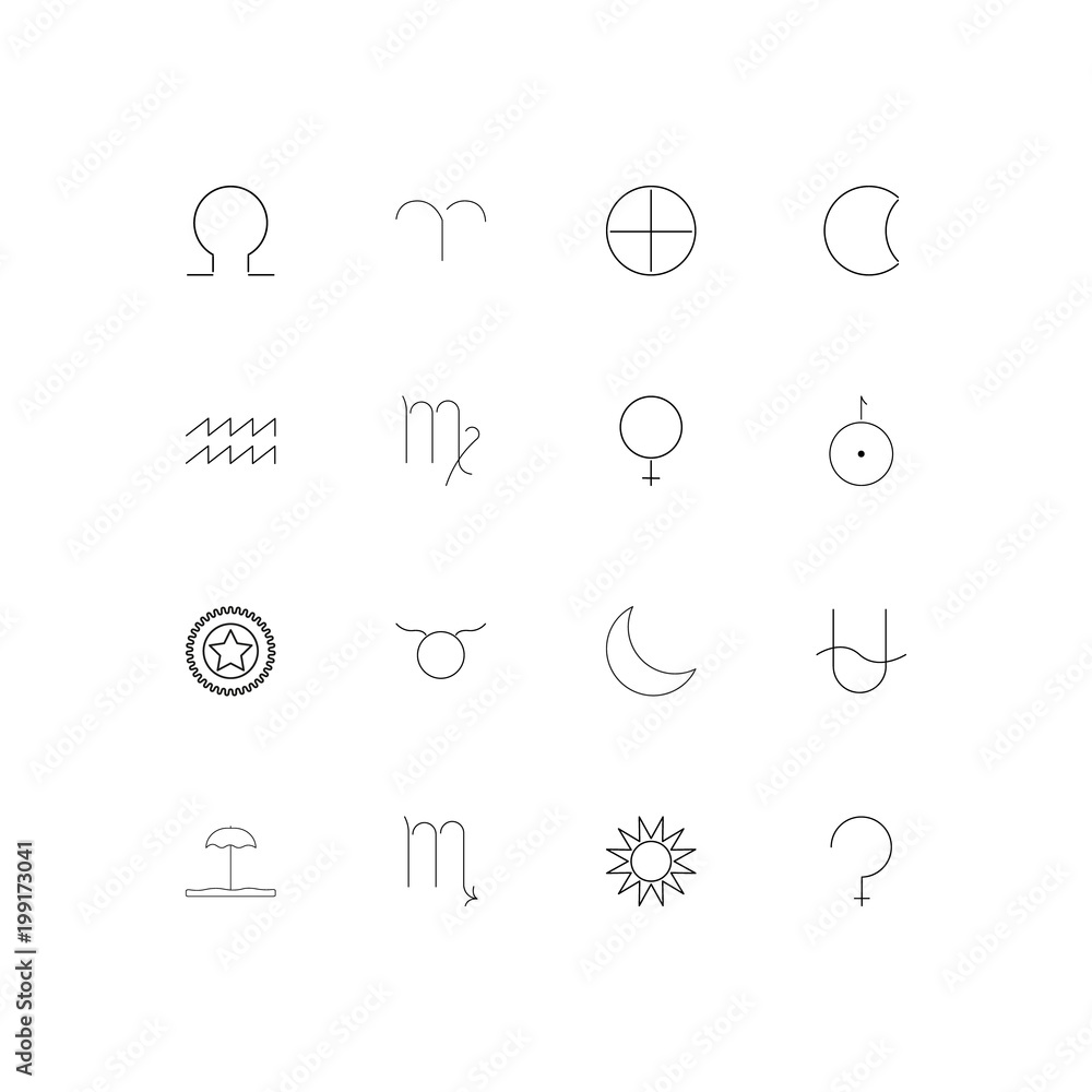 Astrology simple linear icons set. Outlined vector icons Astrology simple linear icons set. Outlined vector icons