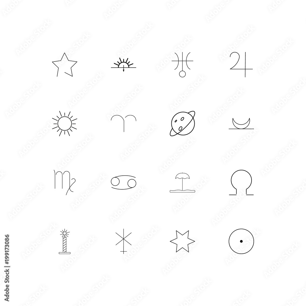 Astrology simple linear icons set. Outlined vector icons Astrology simple linear icons set. Outlined vector icons