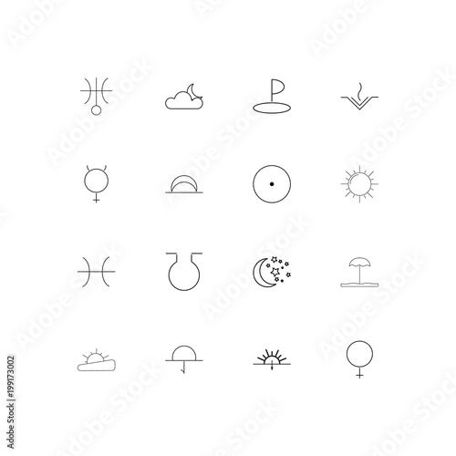 Astrology simple linear icons set. Outlined vector icons