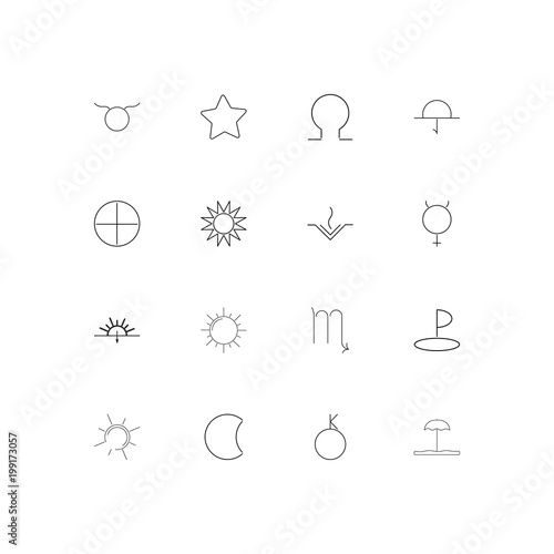 Astrology simple linear icons set. Outlined vector icons