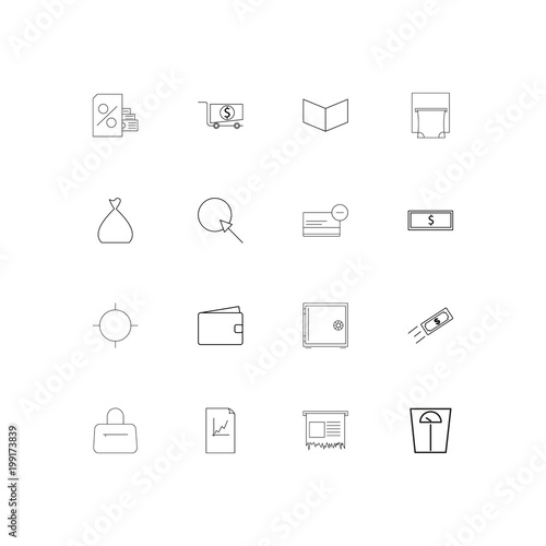 Banking, Finance And Money simple linear icons set. Outlined vector icons