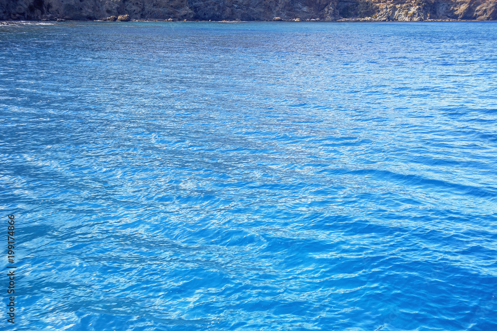 blue sea water of the Mediterranean sea off the coast of the Spanish city of Palma de Mallorca