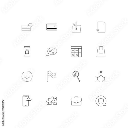 Business simple linear icons set. Outlined vector icons