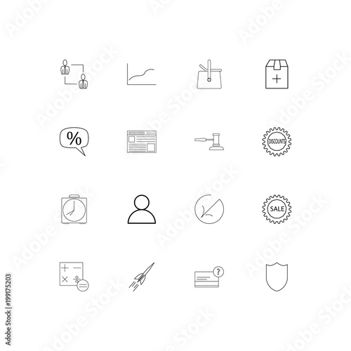 Business simple linear icons set. Outlined vector icons