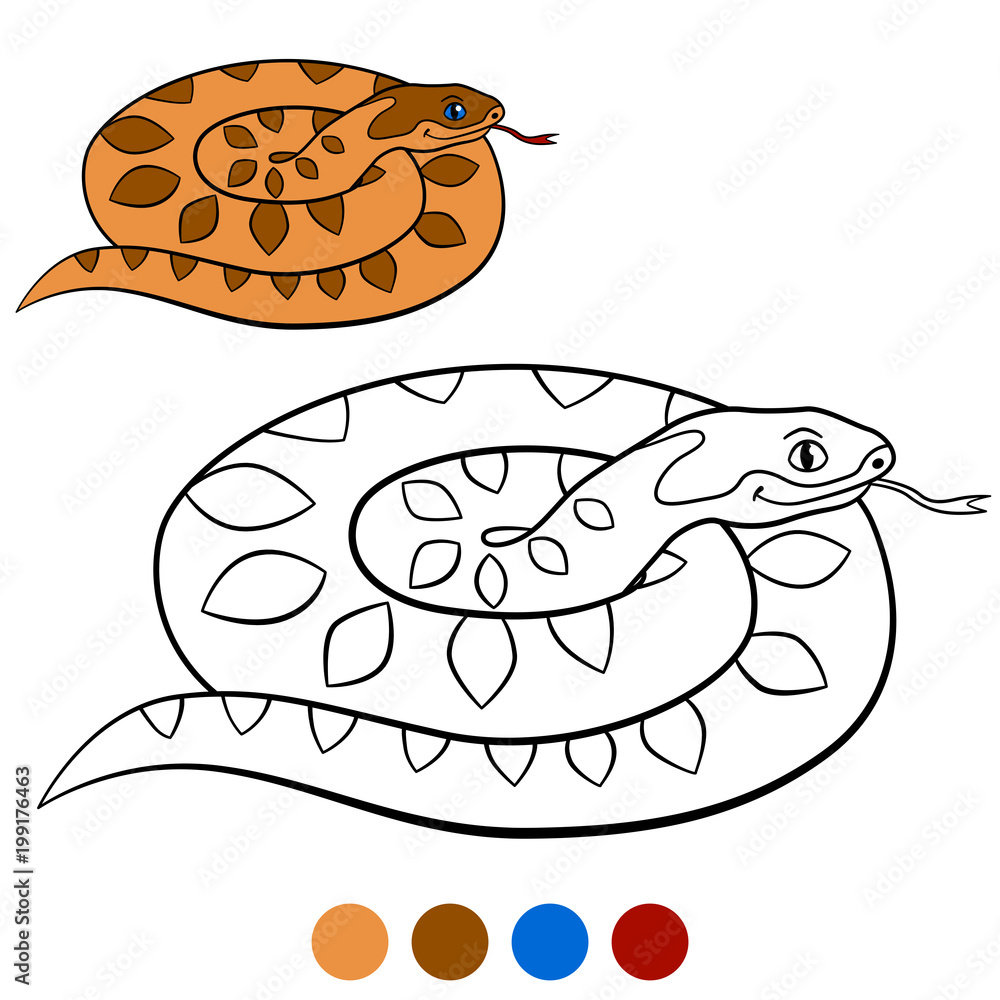 Naklejka premium Color me: viper. Little cute viper lies.