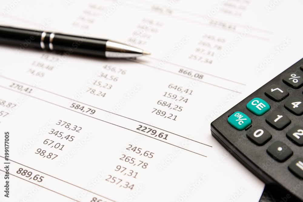 Accounting equipment in use. Important work material. Accounting equipment in use. Important work material.