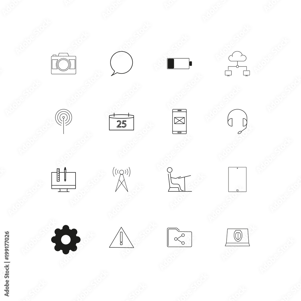 Devices simple linear icons set. Outlined vector icons Devices simple linear icons set. Outlined vector icons