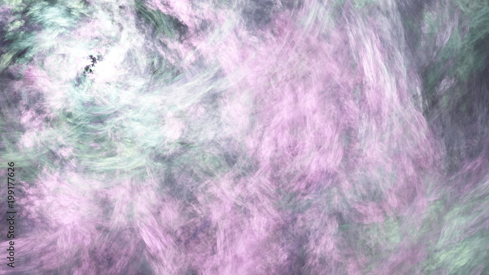 Abstract painted texture. Chaotic rose and green strokes. Fractal background. Fantasy digital art. 3D rendering.