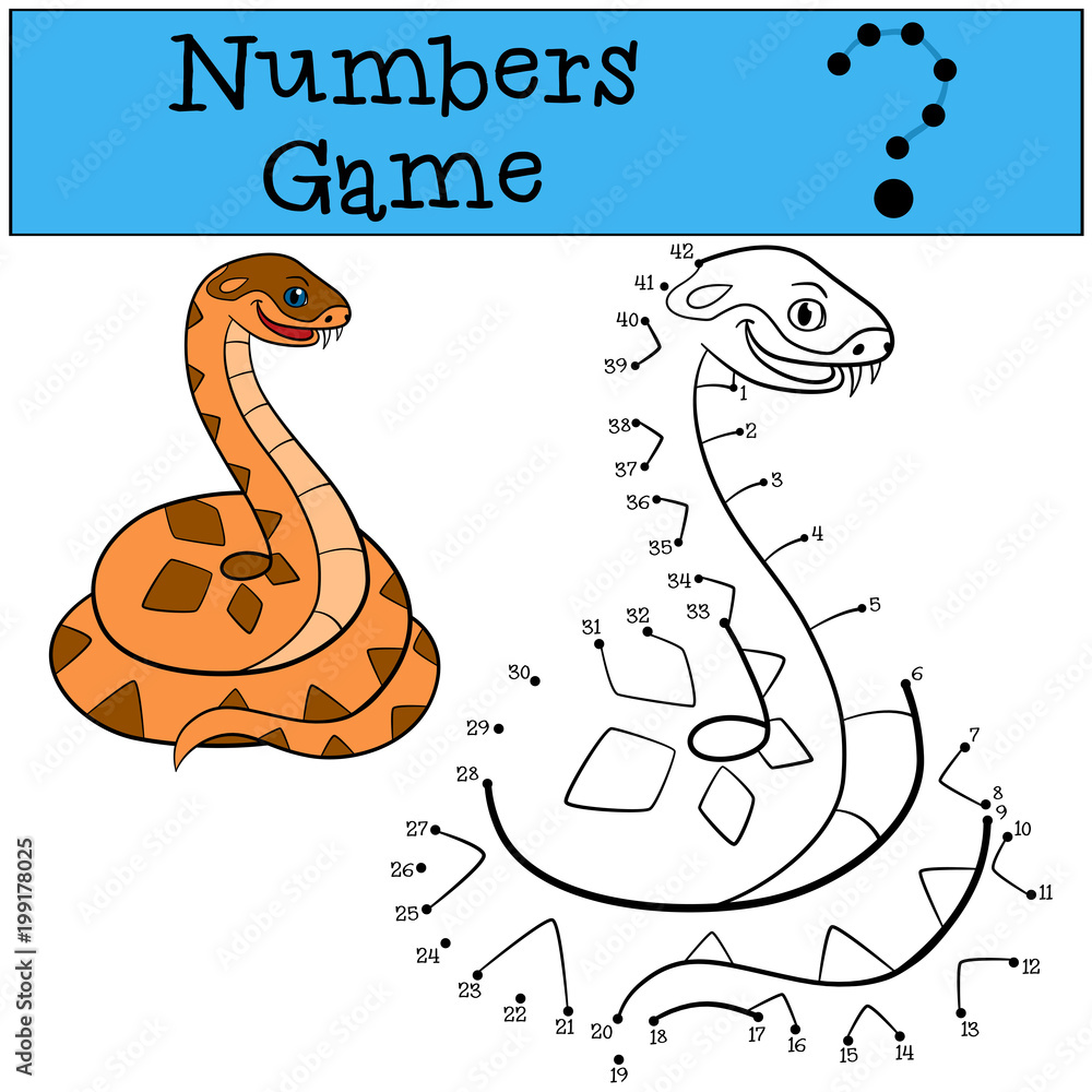 Fototapeta premium Educational game: Numbers game. Little cute viper.