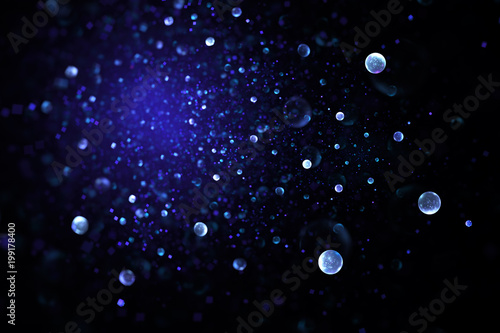 Abstract texture with colorful blue drops. Fantasy fractal design. Digital art. 3D rendering.