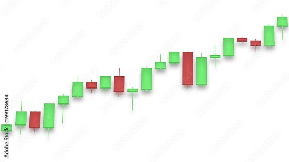 Fototapeta premium Market chart with color bars 3D rendering on white background