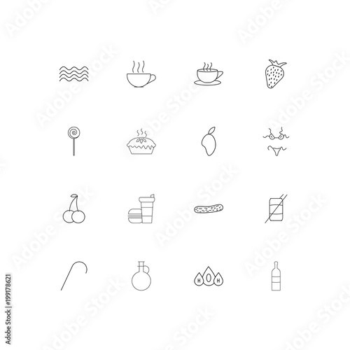 Food And Drink simple linear icons set. Outlined vector icons