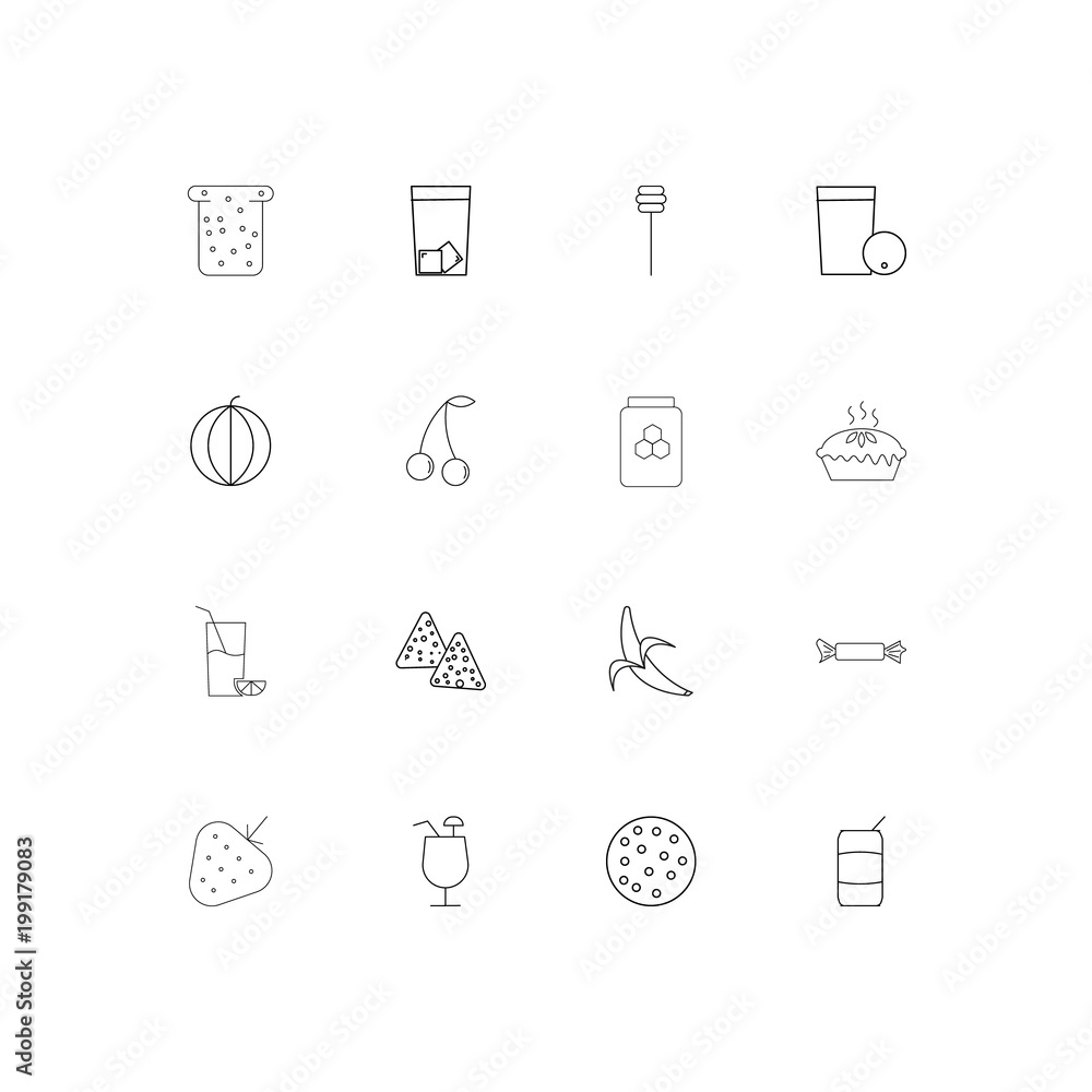 Food And Drink simple linear icons set. Outlined vector icons Food And Drink simple linear icons set. Outlined vector icons