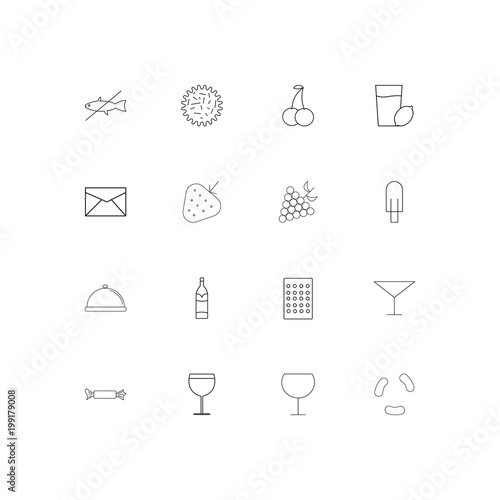 Food And Drink simple linear icons set. Outlined vector icons