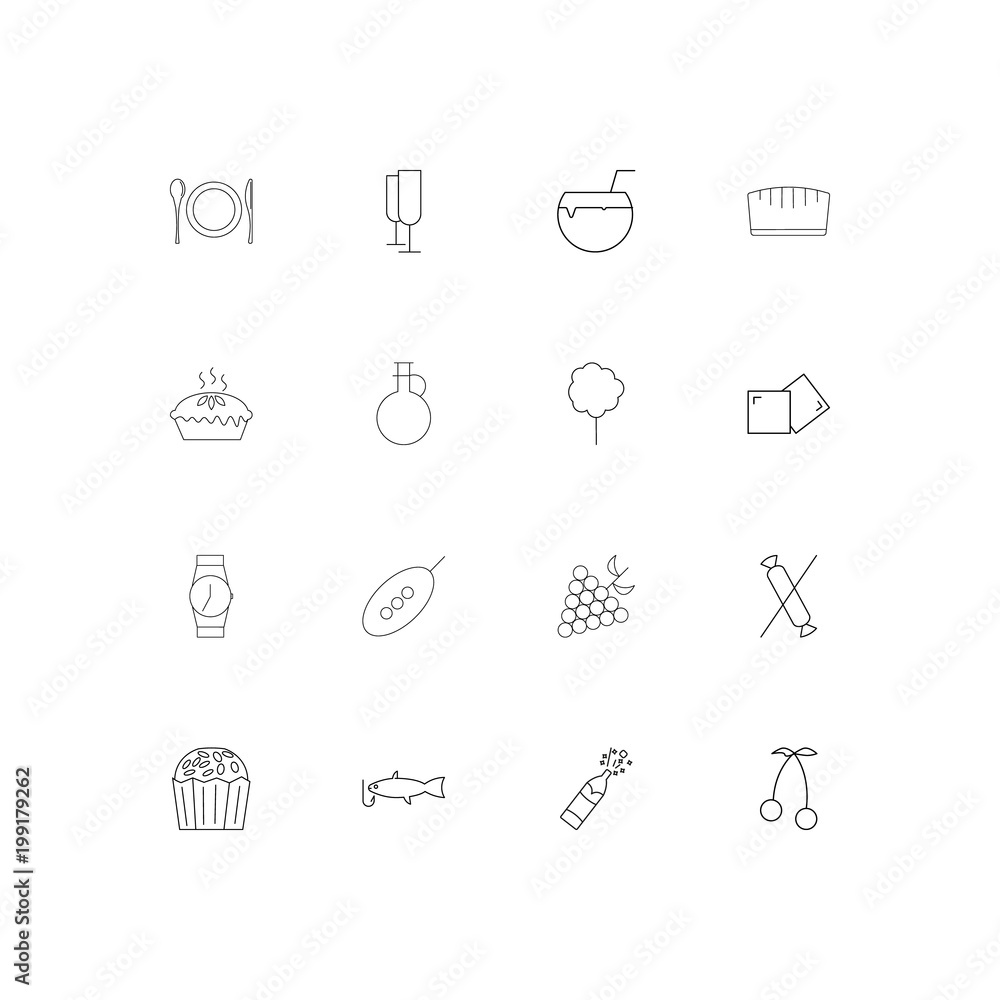 Food And Drink simple linear icons set. Outlined vector icons Food And Drink simple linear icons set. Outlined vector icons