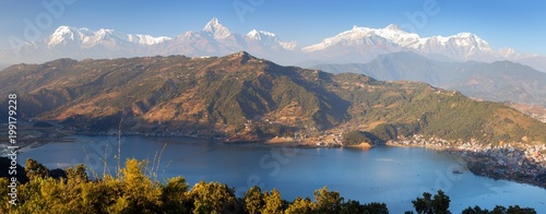 Annapurna himalayan range, Pokhara and Phewa lake
