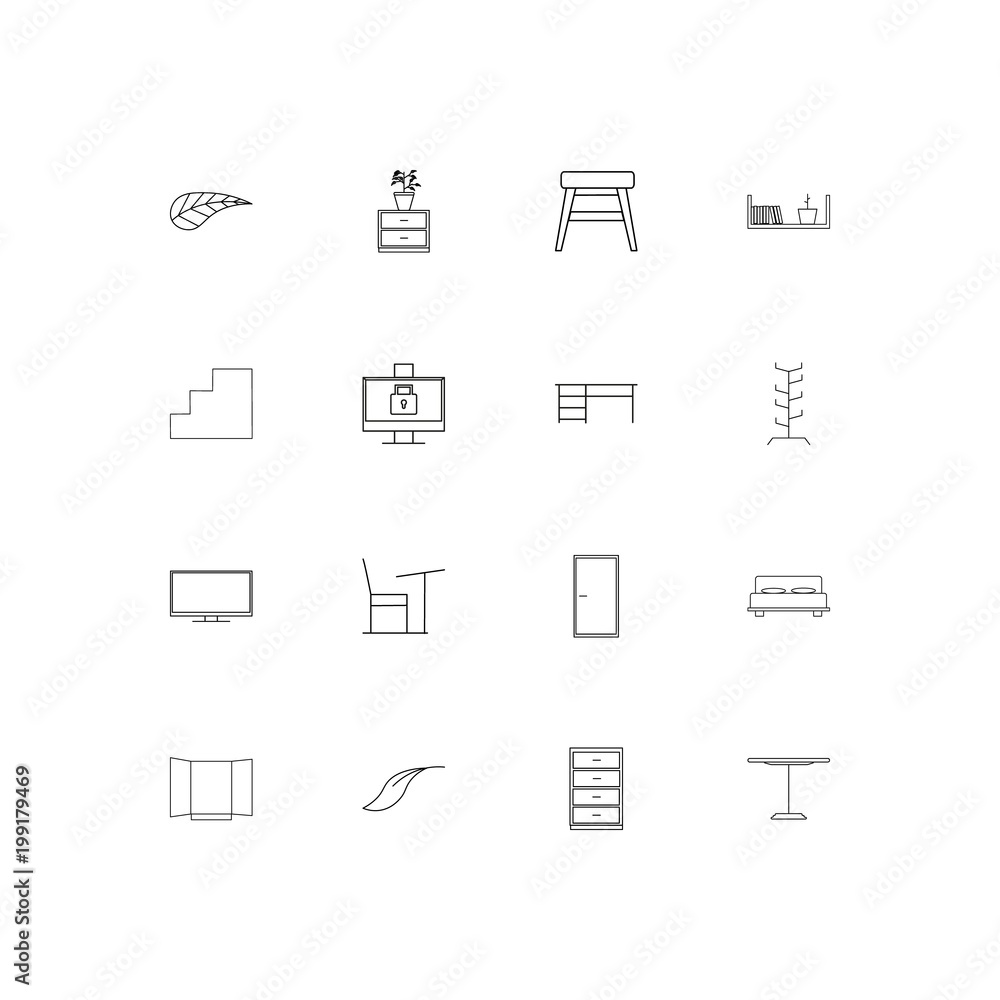 Furniture simple linear icons set. Outlined vector icons Furniture simple linear icons set. Outlined vector icons
