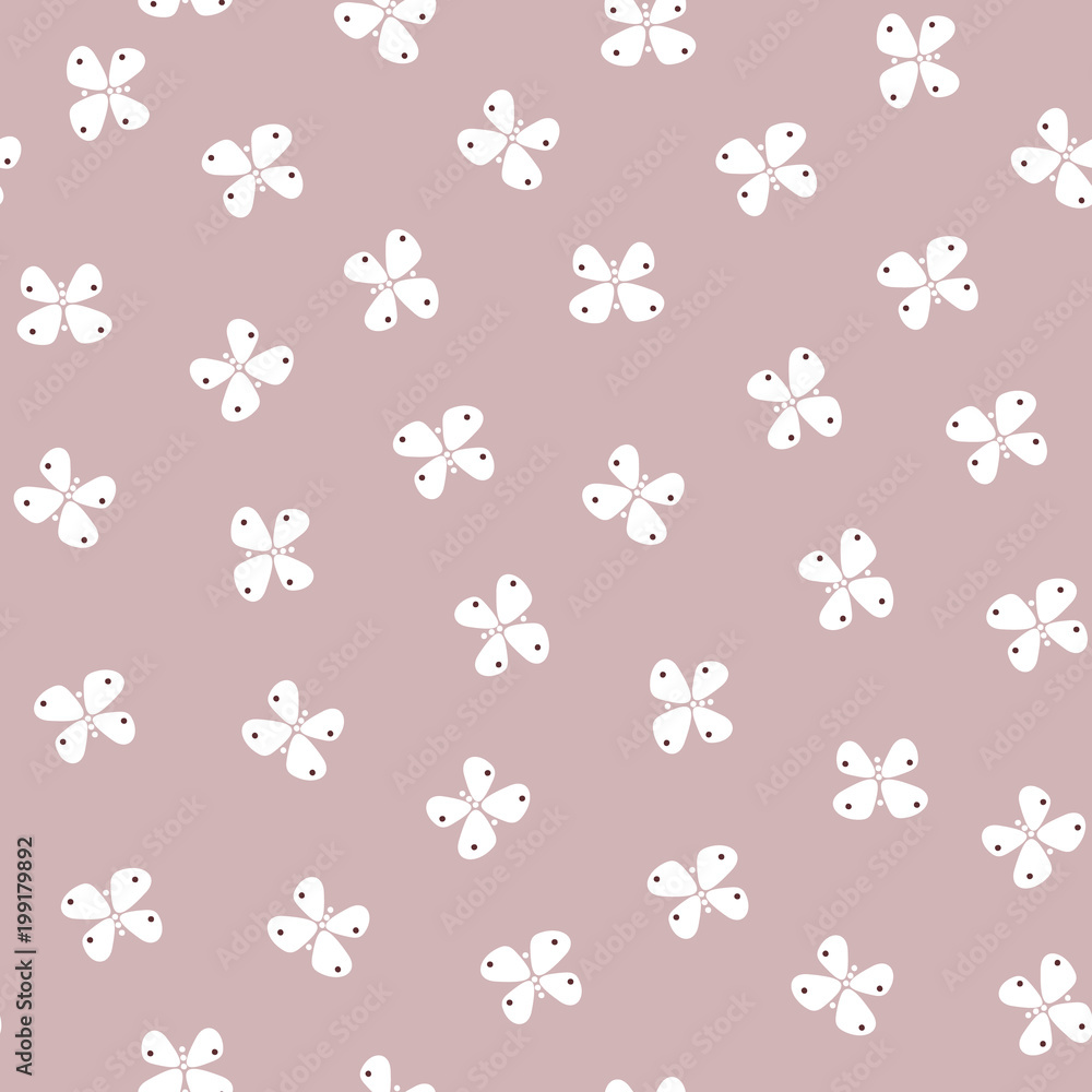 Simple pastel color pattern vector seamless with butterflies