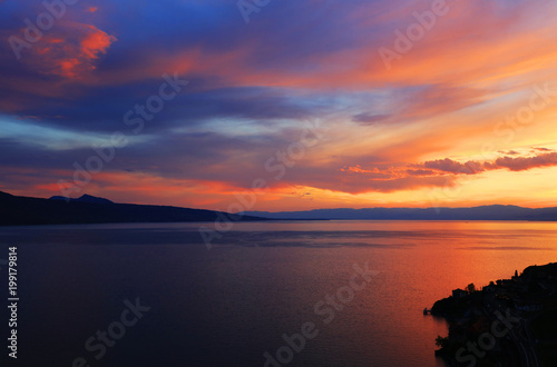 Sunset over Leman Lake, Geneva, Europe © Rechitan Sorin