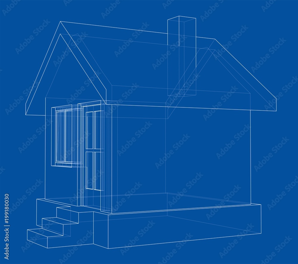 House sketch. 3d illustration