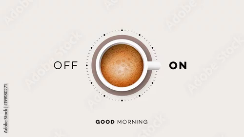 Obraz Dzień dobry. Koncepcyjna ilustracja motywacji. Wektorowa filiżanka kawy