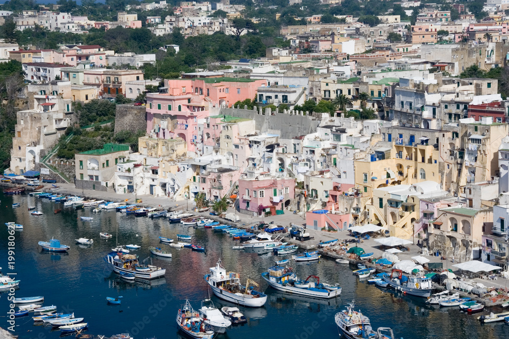 panorama of the port of Procida