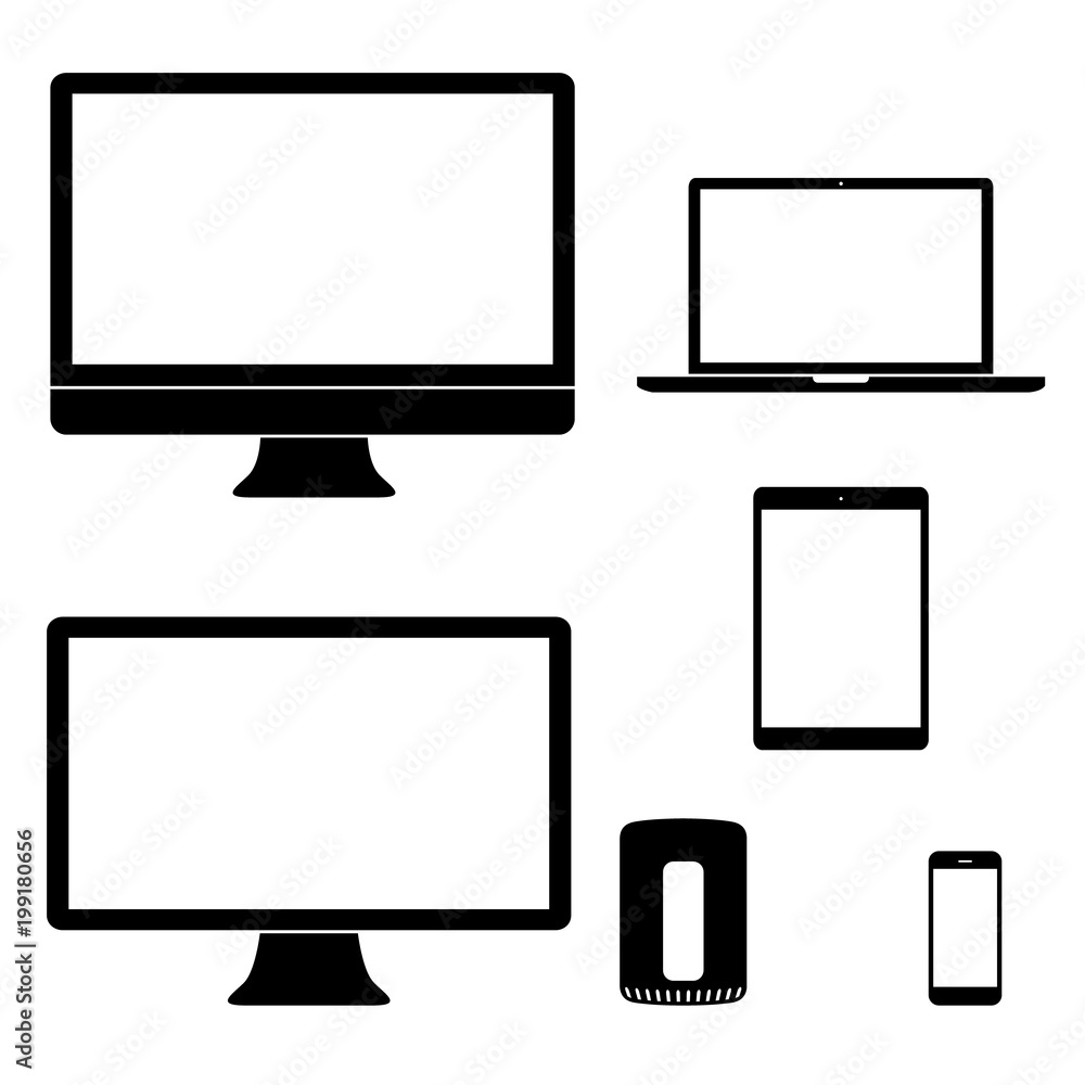 Computer & Device Icons Black & White Vector Silhouettes Computer & Device Icons Black & White Vector Silhouettes