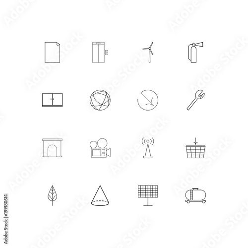 Industry simple linear icons set. Outlined vector icons