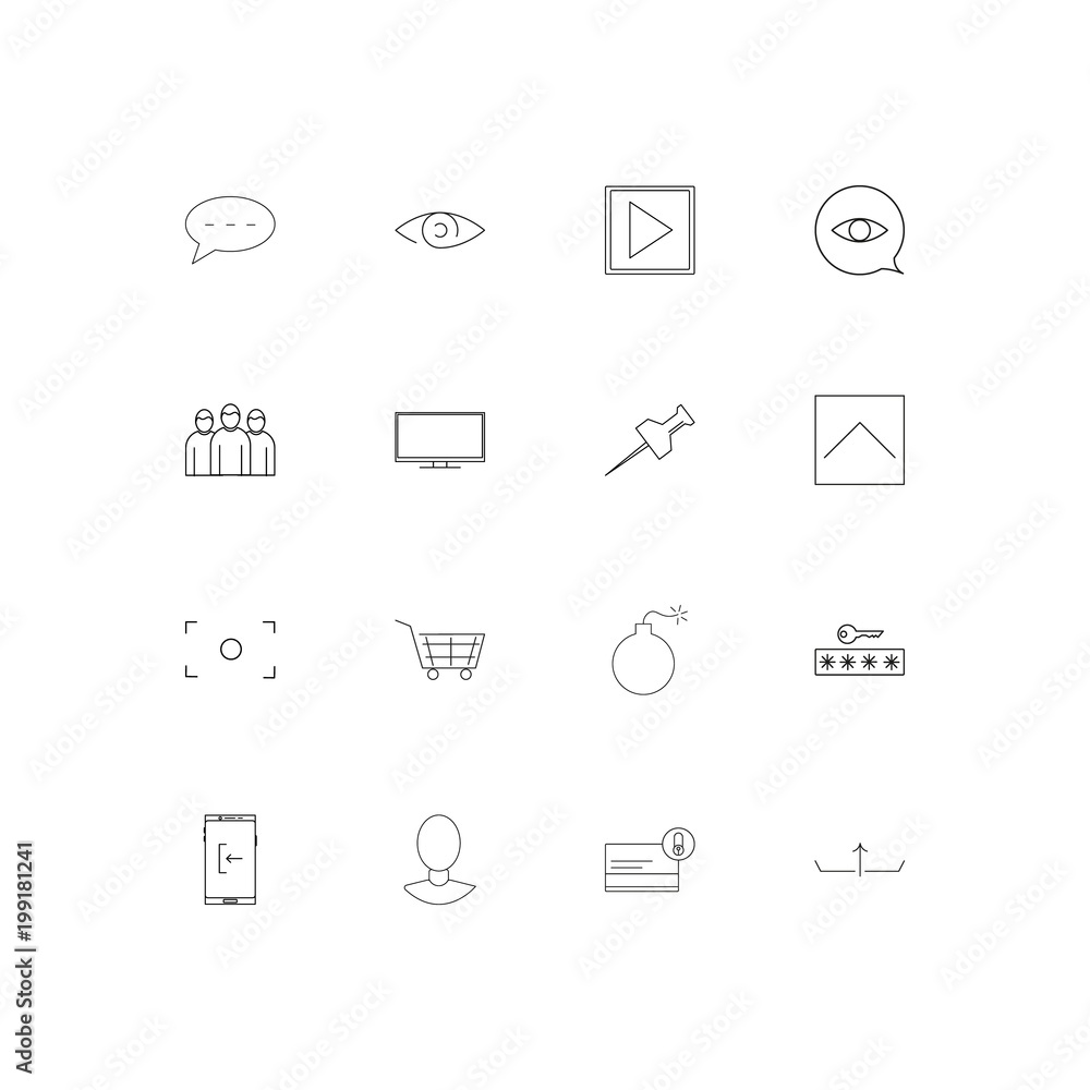 Interface simple linear icons set. Outlined vector icons Interface simple linear icons set. Outlined vector icons
