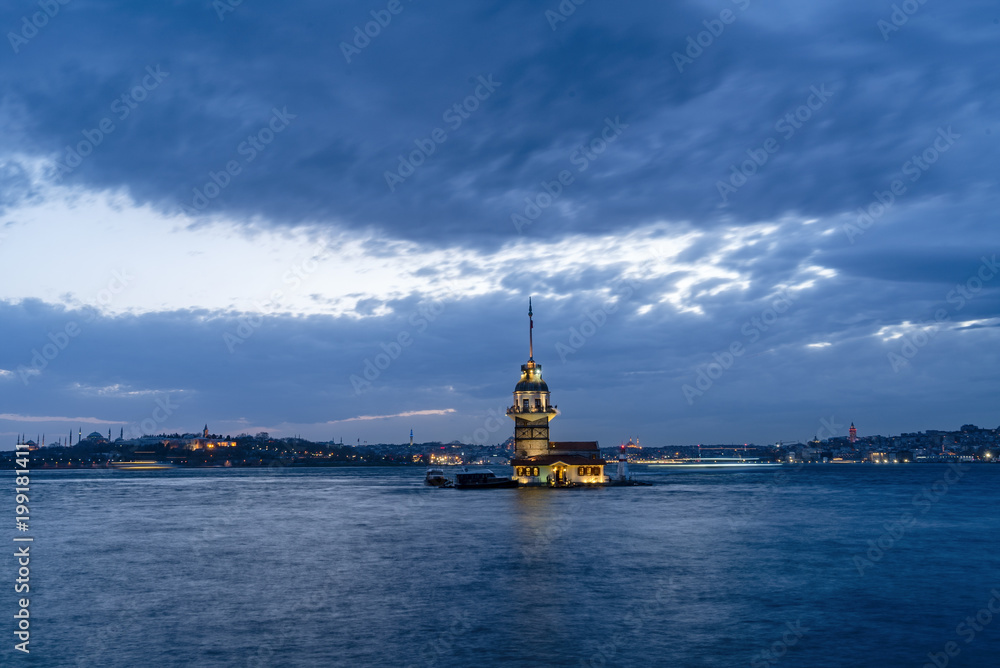 Maiden's Tower on Istanbul Bosphorus at Sunset