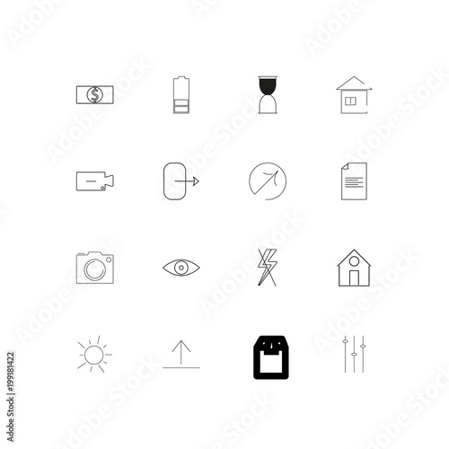 Interface simple linear icons set. Outlined vector icons