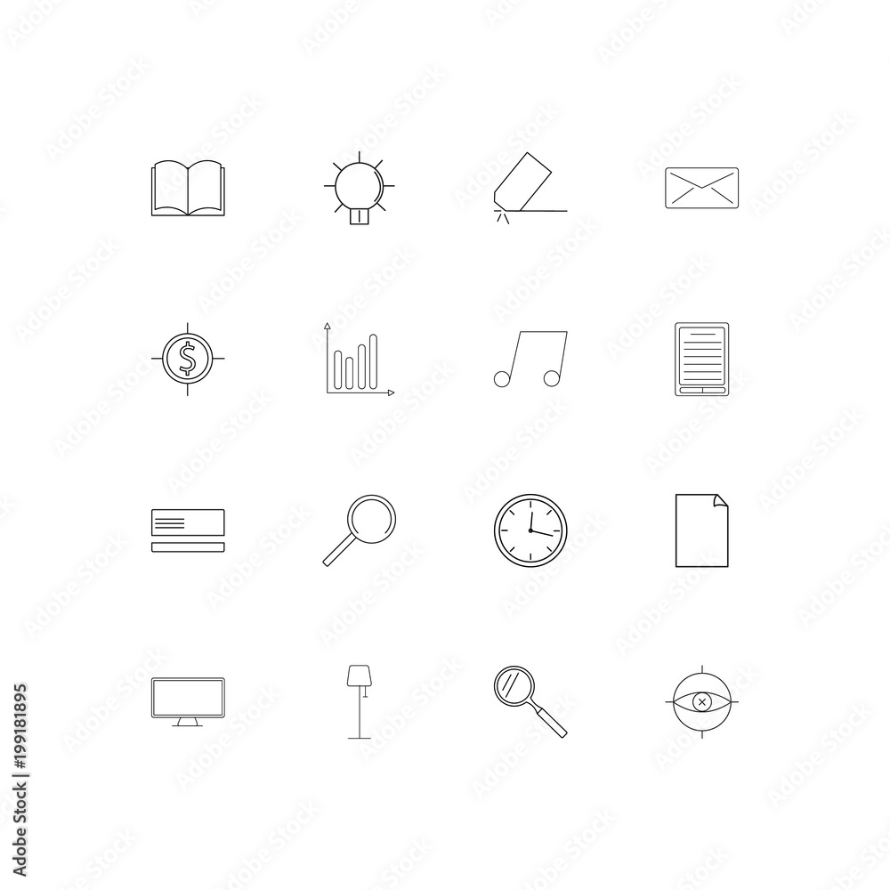 Office simple linear icons set. Outlined vector icons Office simple linear icons set. Outlined vector icons