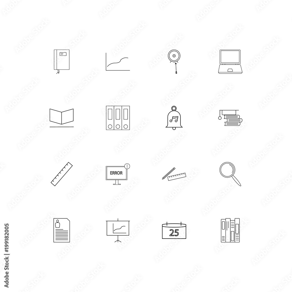 Office simple linear icons set. Outlined vector icons Office simple linear icons set. Outlined vector icons