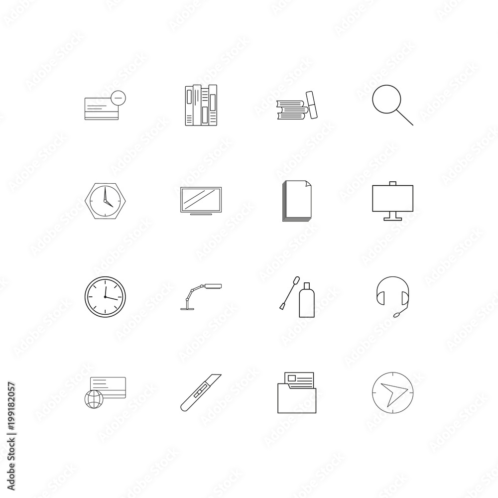 Office simple linear icons set. Outlined vector icons Office simple linear icons set. Outlined vector icons