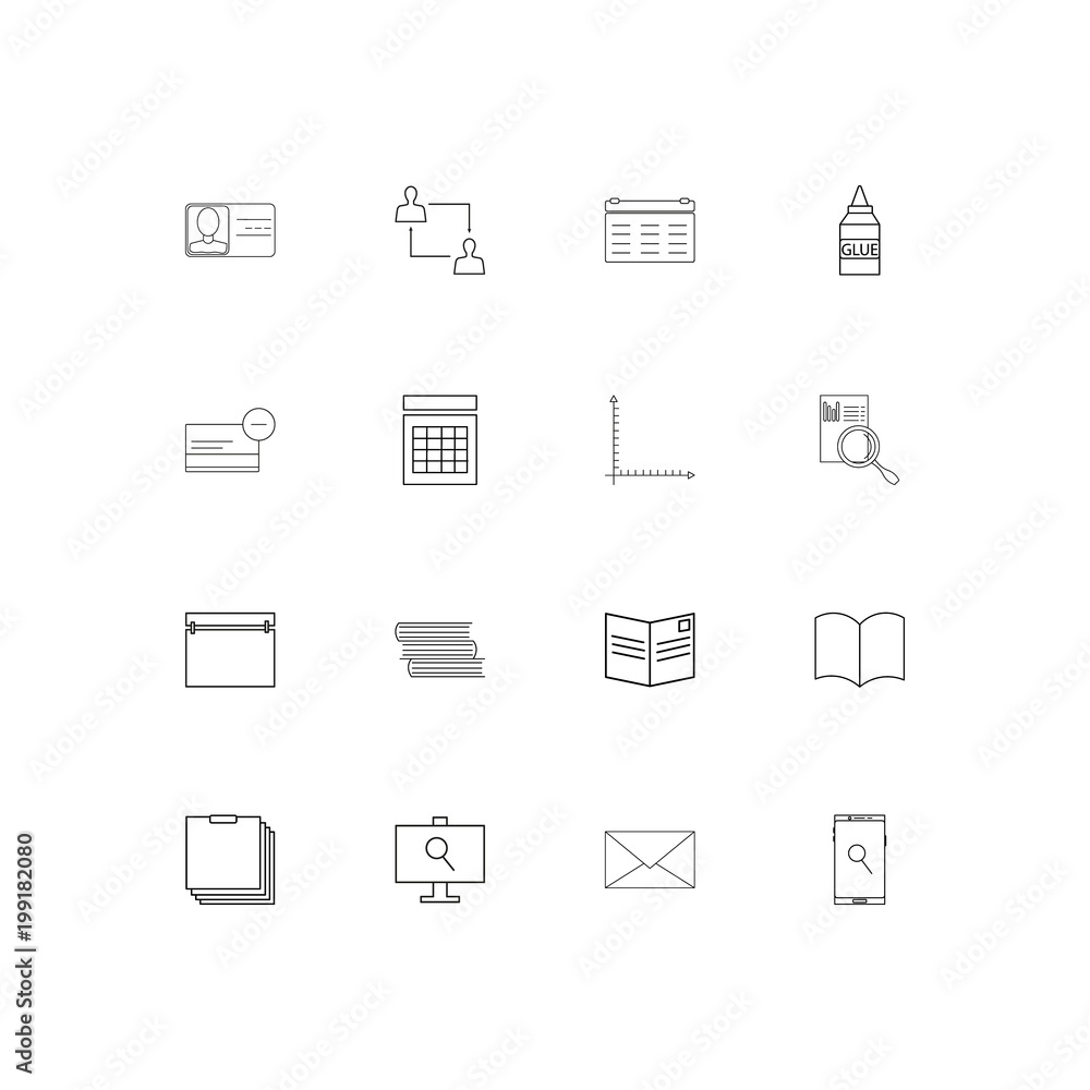 Office simple linear icons set. Outlined vector icons Office simple linear icons set. Outlined vector icons