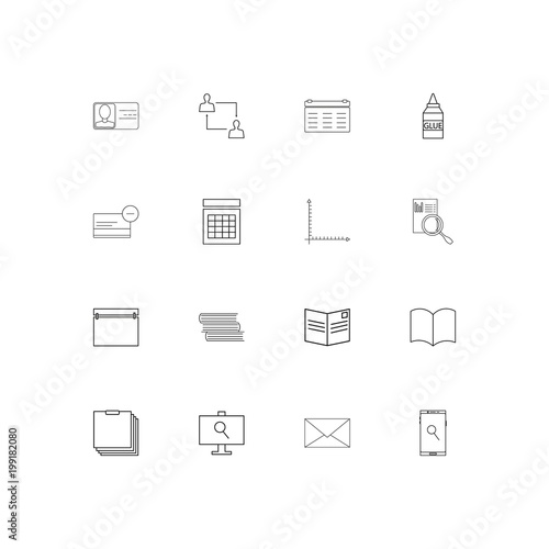 Office simple linear icons set. Outlined vector icons