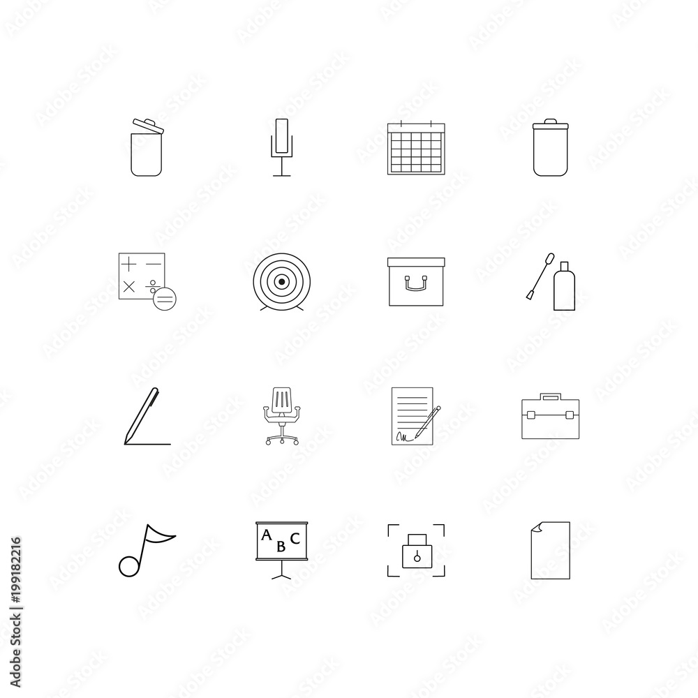 Office simple linear icons set. Outlined vector icons Office simple linear icons set. Outlined vector icons