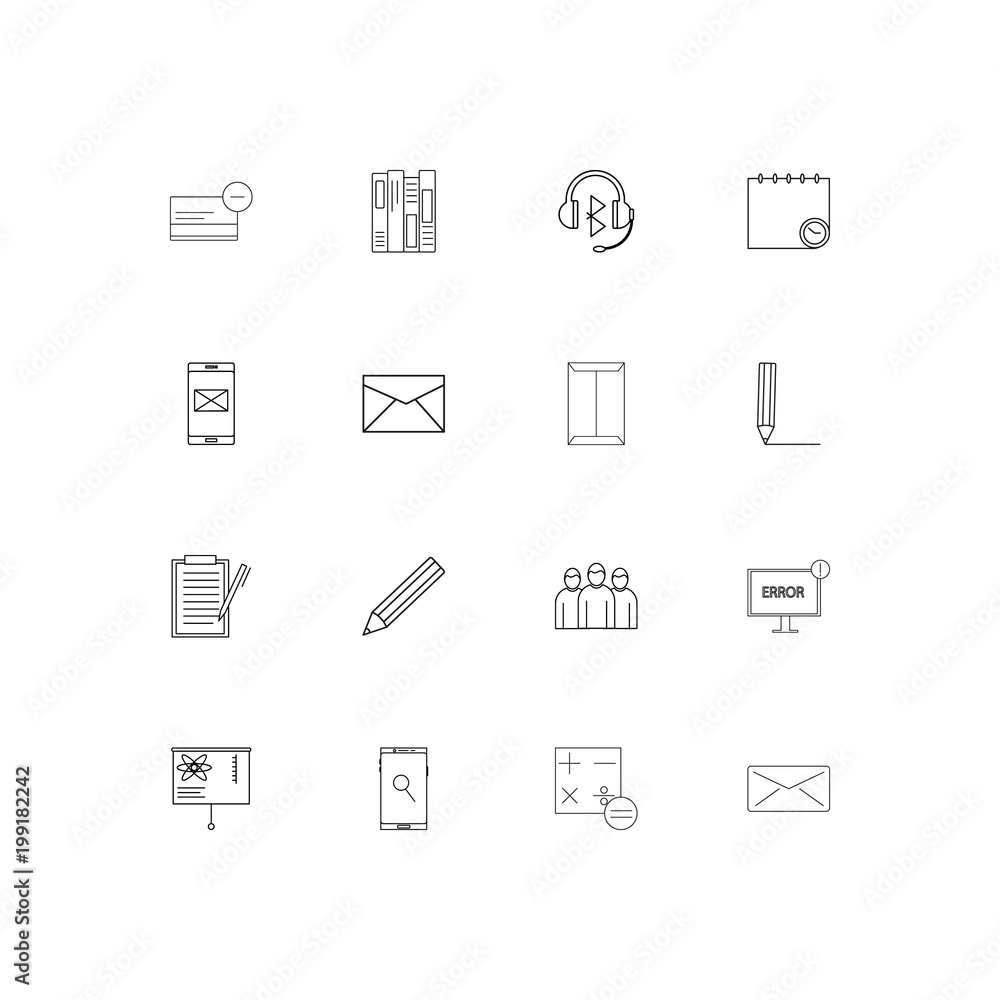 Office simple linear icons set. Outlined vector icons Office simple linear icons set. Outlined vector icons