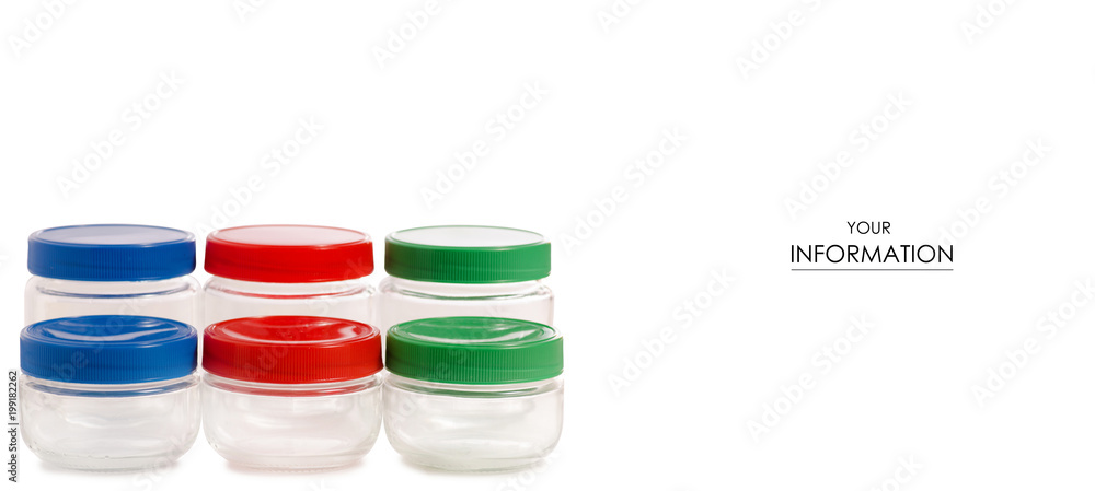 Glass empty jar color with a lid pattern Glass empty jar color with a lid pattern