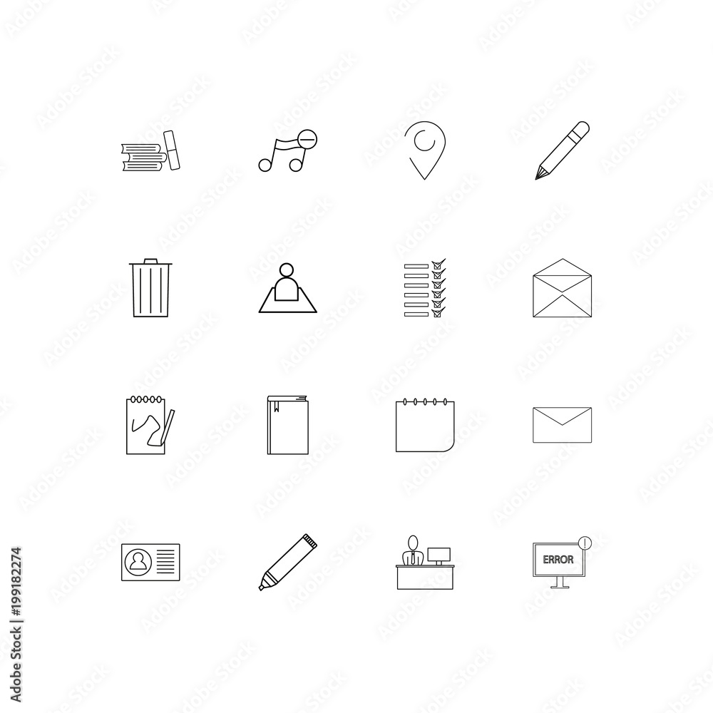 Office simple linear icons set. Outlined vector icons Office simple linear icons set. Outlined vector icons