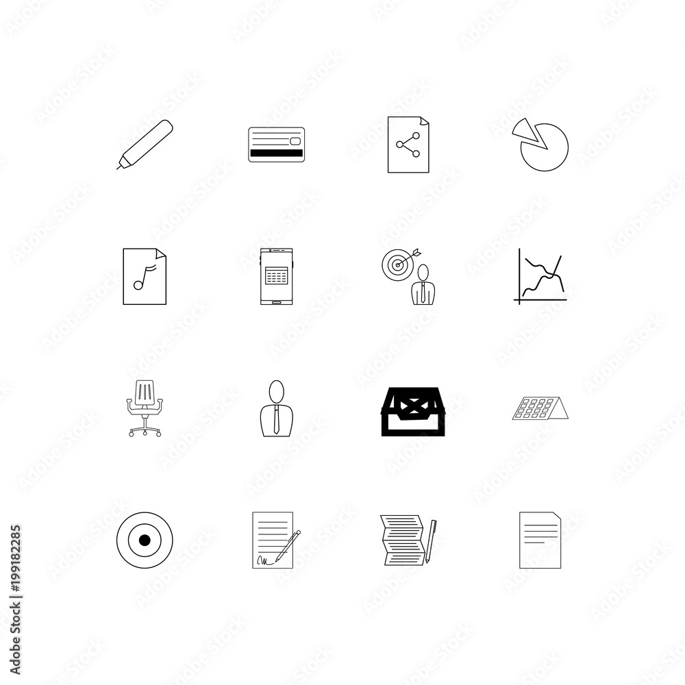 Office simple linear icons set. Outlined vector icons Office simple linear icons set. Outlined vector icons